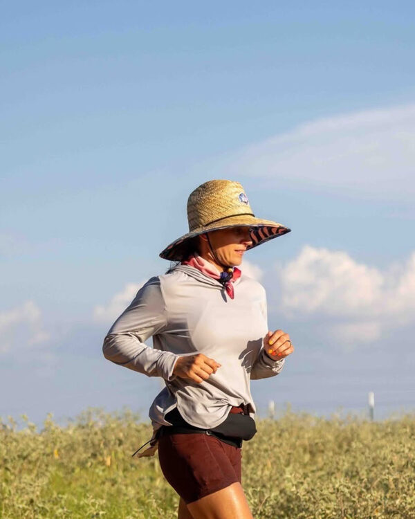 Alyssa McClellan running in heat during ultramarathon training in Texas
